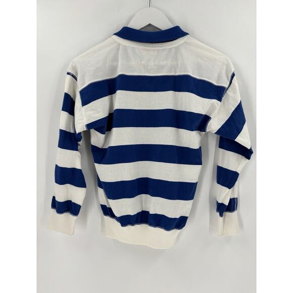 Vintage Lindsey Blake Shirt Womens Small Petite Blue White Striped 3/4 Sleeves - Picture 12 of 16